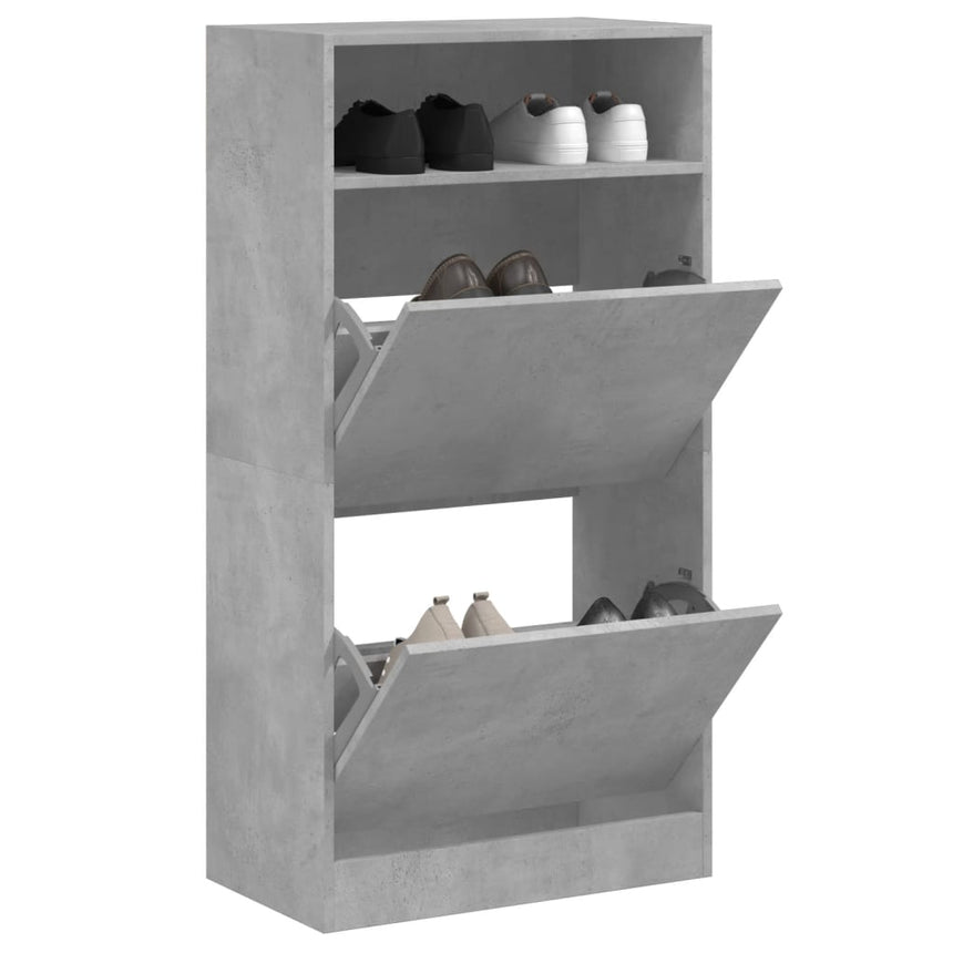 Schoenenkast Met 2 Klaplades 80X34X116 Cm Betongrijs