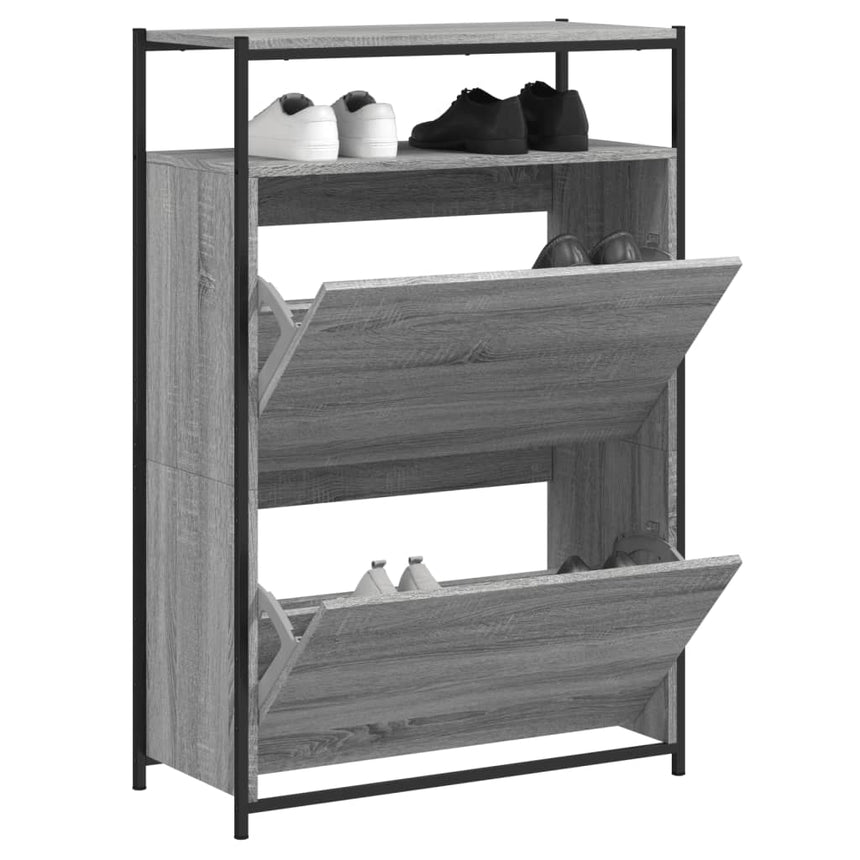 Schoenenkast Met 4 Klaplades 100X34X112 Cm Eiken Grijs Sonoma