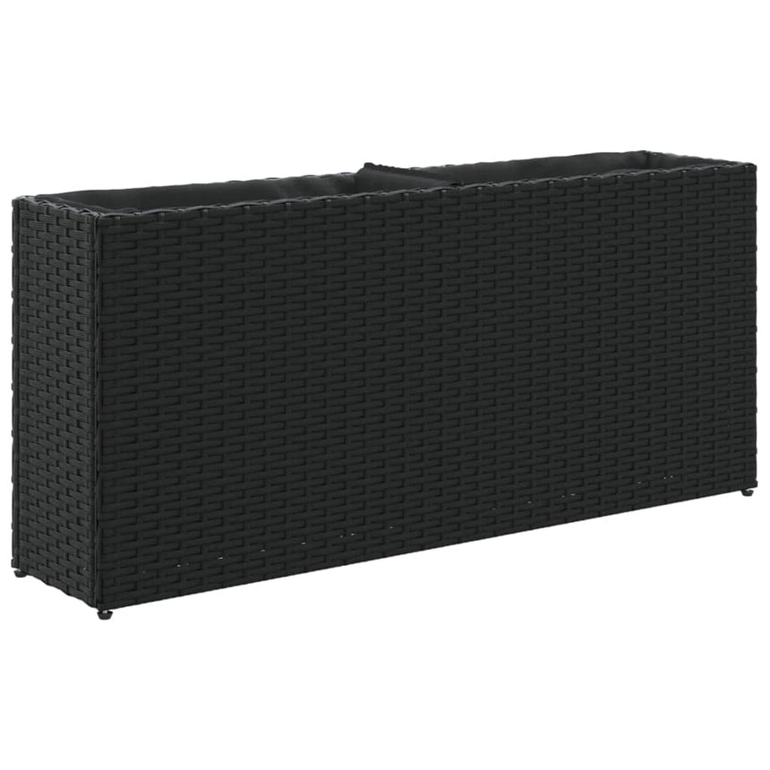 Plantenbak Met 2 Potten 90X20X40 Cm Poly Rattan