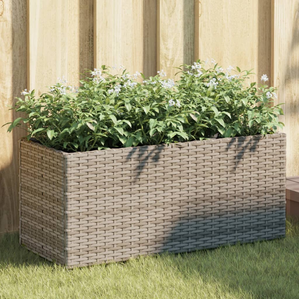 Plantenbak Met 2 Potten Poly Rattan