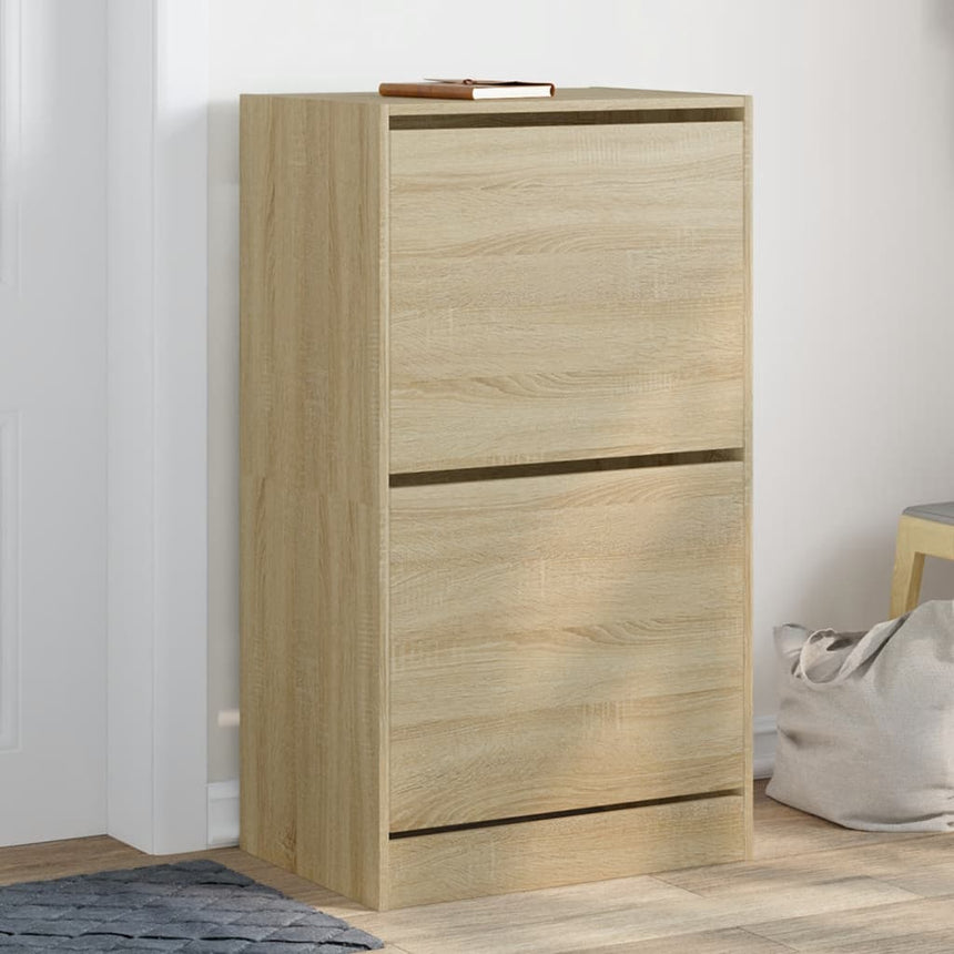 Schoenenkast 60X34X96,5 Cm Bewerkt Hout Kleurig Sonoma Eiken