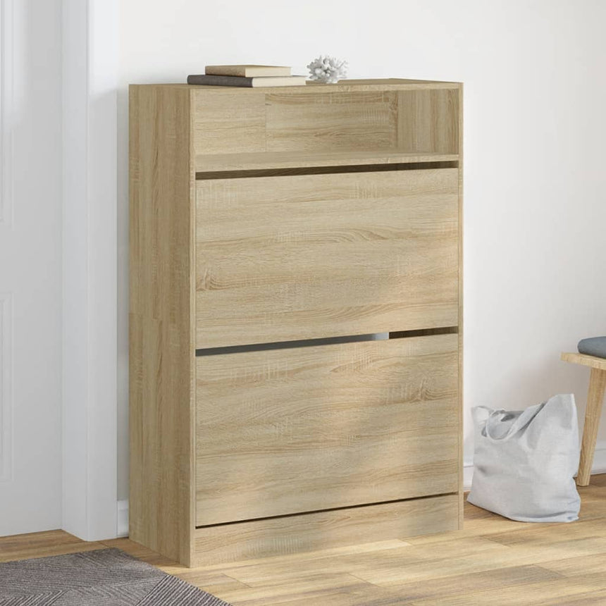 Schoenenkast Met 2 Klaplades 80X34X116 Cm Kleurig Sonoma Eiken