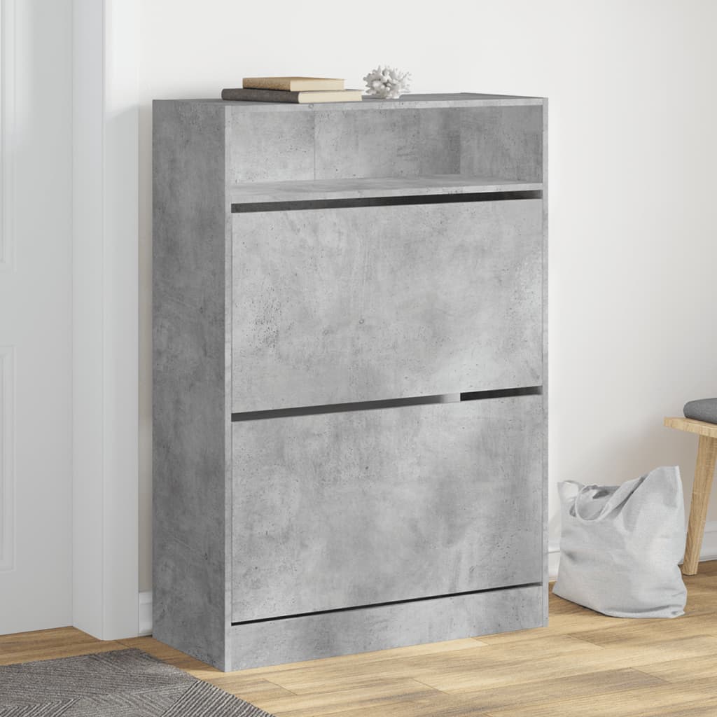 Schoenenkast Met 2 Klaplades 80X34X116 Cm Betongrijs