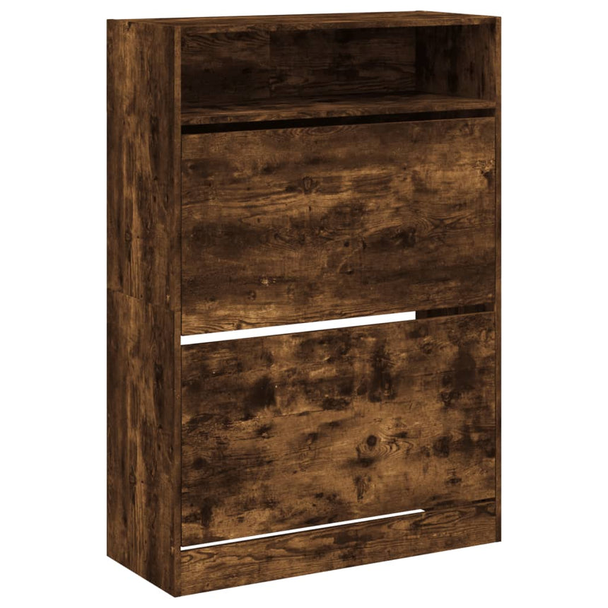 Schoenenkast Met 2 Klaplades 80X34X116 Cm Kleurig Gerookt Eiken