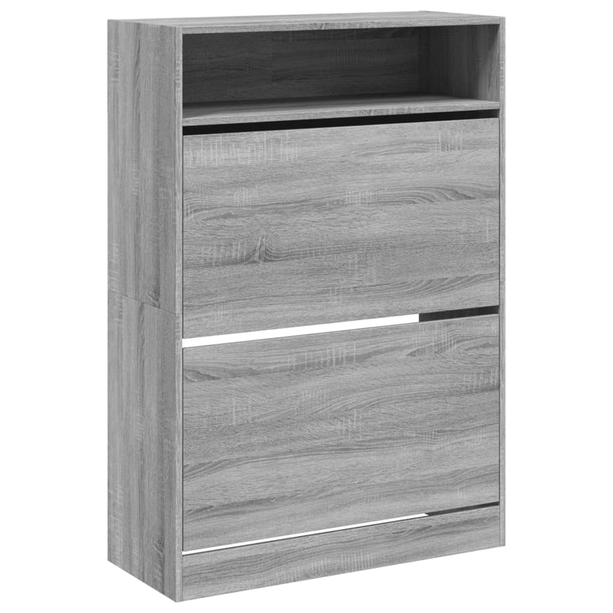 Schoenenkast Met 2 Klaplades 80X34X116 Cm Grijs Sonoma