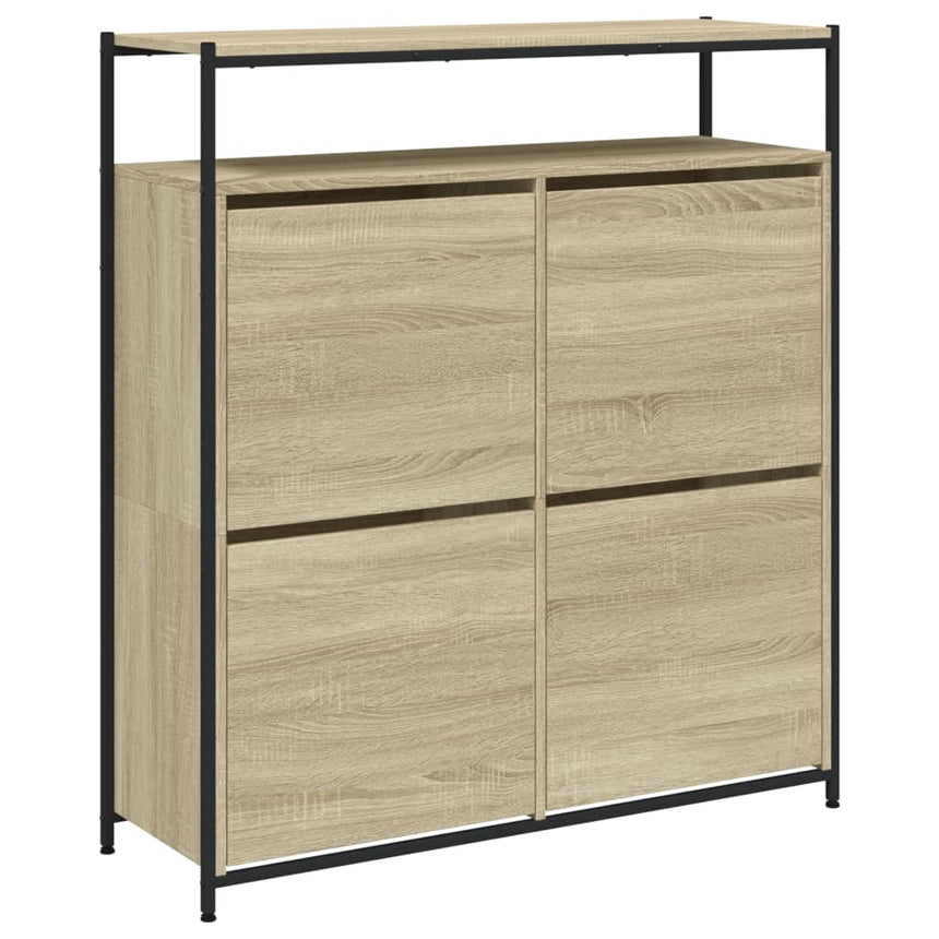 Schoenenkast Met 4 Klaplades 100X34X112 Cm Kleurig Sonoma Eiken
