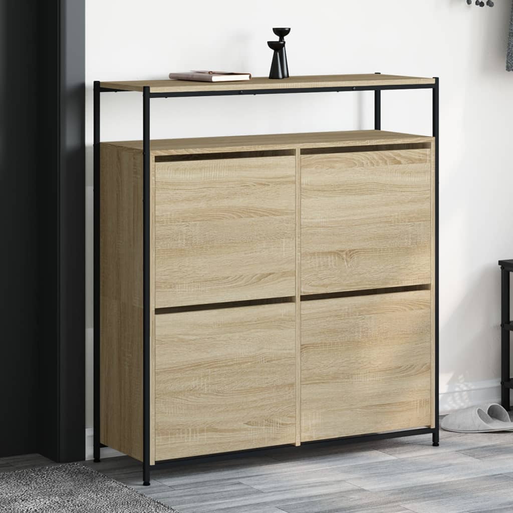 Schoenenkast Met 4 Klaplades 100X34X112 Cm Kleurig Sonoma Eiken