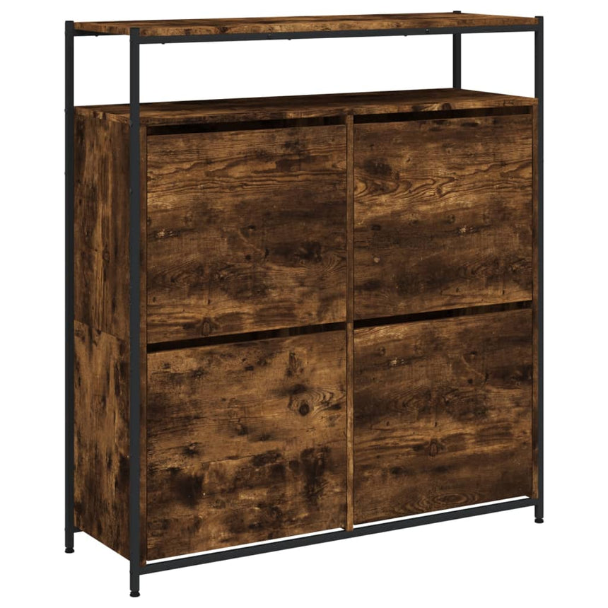 Schoenenkast Met 4 Klaplades 100X34X112 Cm Kleurig Gerookt Eiken