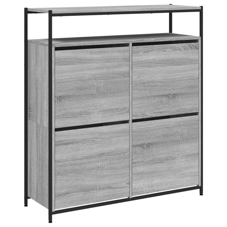 Schoenenkast Met 4 Klaplades 100X34X112 Cm Eiken Grijs Sonoma