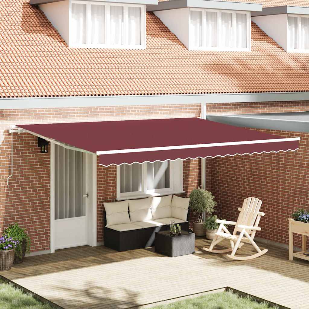 Luifel Handmatig Uittrekbaar 450X300 Cm Bordeauxrood