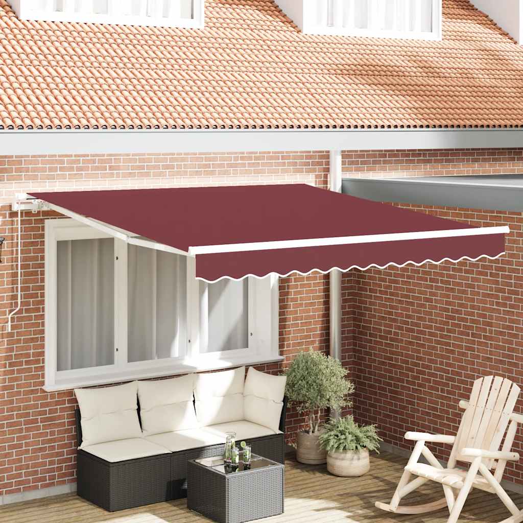 Luifel Handmatig Uittrekbaar 300X250 Cm Bordeauxrood Naturel