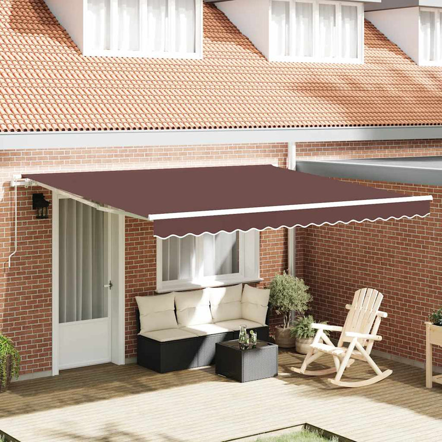 Luifel Handmatig Uittrekbaar 400X300 Cm Bruin Mangohout (Naturel)
