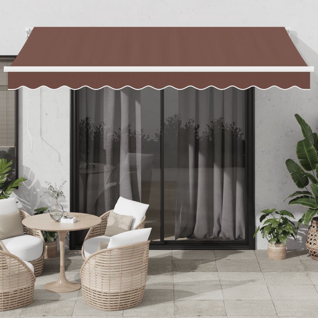 Luifel Handmatig Uittrekbaar 350X250 Cm Bruin Mangohout (Naturel)