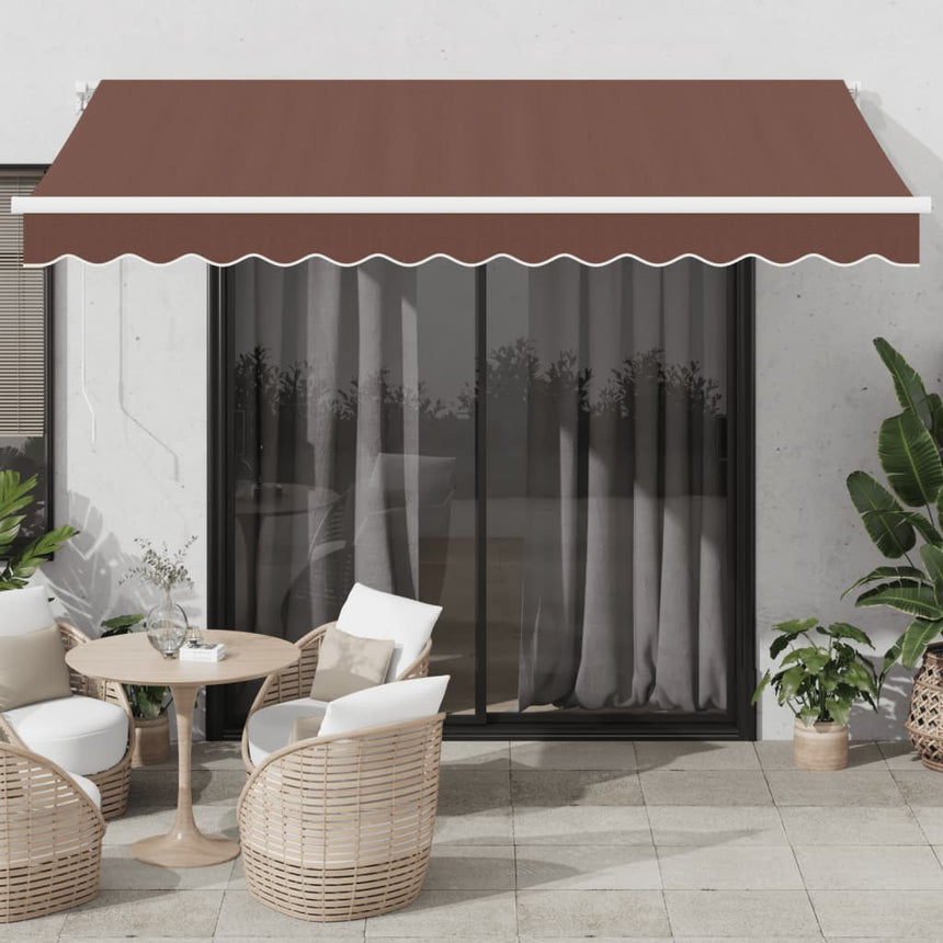 Luifel Handmatig Uittrekbaar 350X250 Cm Bruin Mangohout (Naturel)