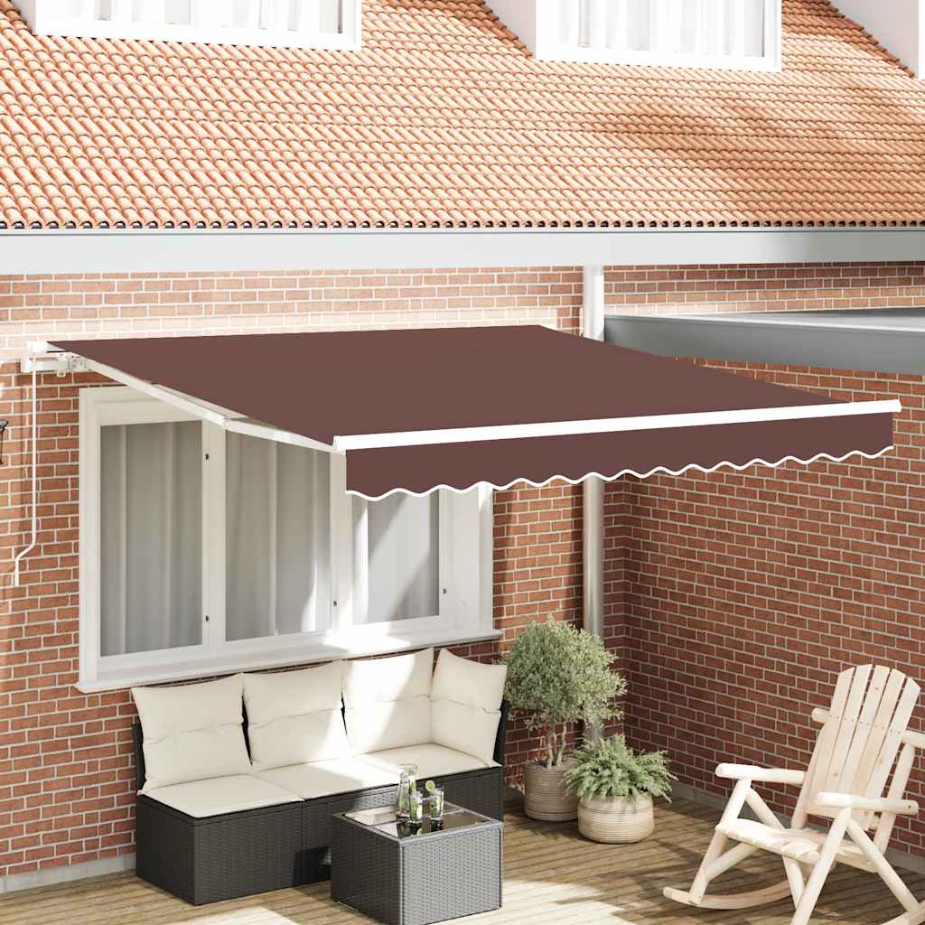 Luifel Handmatig Uittrekbaar 300X250 Cm Bruin Mangohout (Naturel)