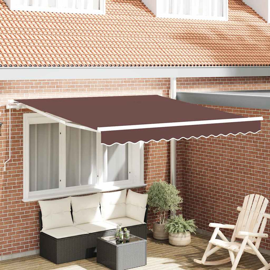 Luifel Handmatig Uittrekbaar 300X250 Cm Bruin Mangohout (Naturel)