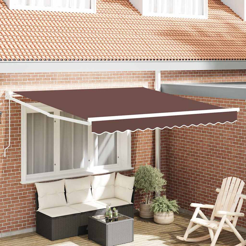 Luifel Handmatig Uittrekbaar 500X300 Cm Bruin Brown (White Frame)