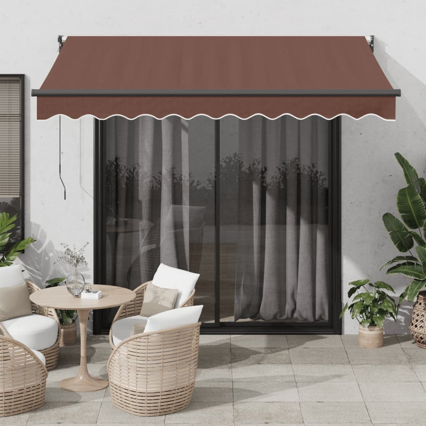 Luifel Handmatig Uittrekbaar 500X300 Cm Bruin Bruin (Lijst Antraciet)