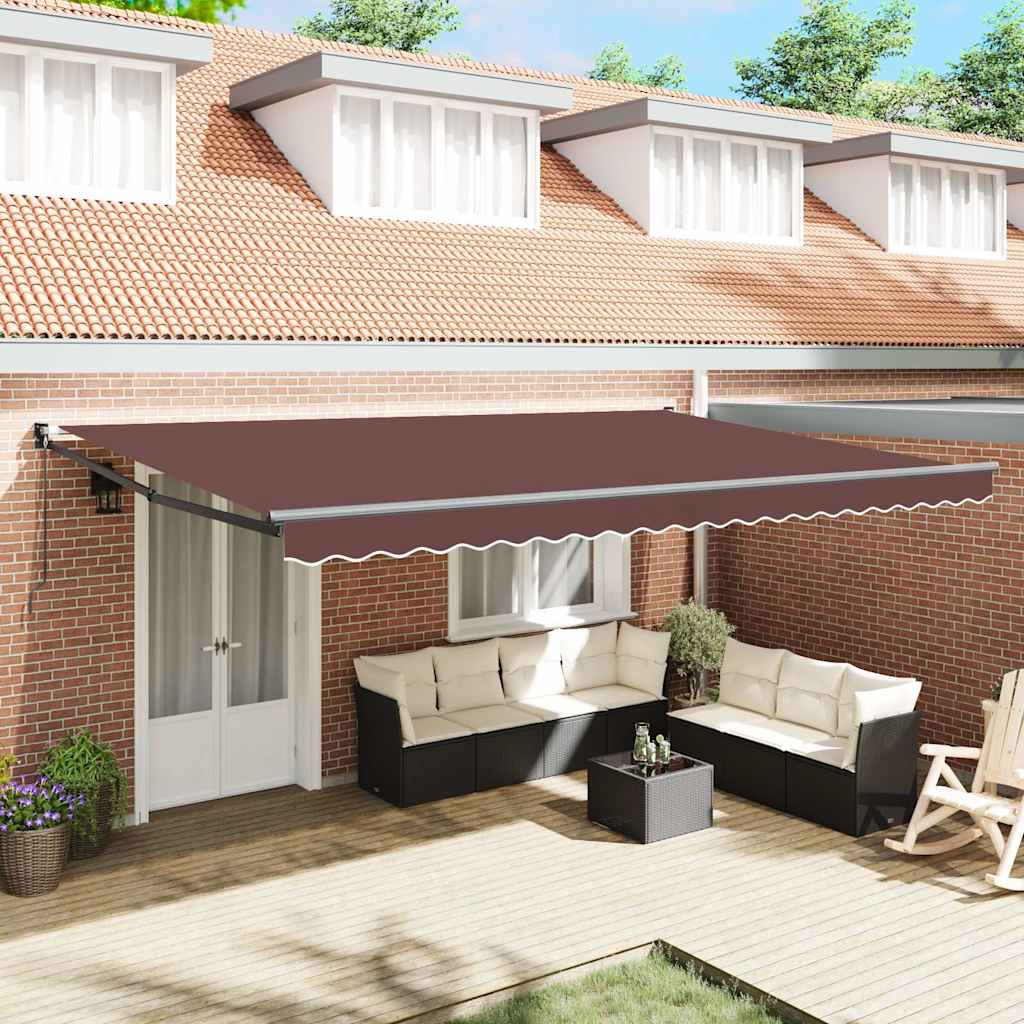 Luifel Handmatig Uittrekbaar 500X300 Cm Bruin Bruin (Lijst Antraciet)