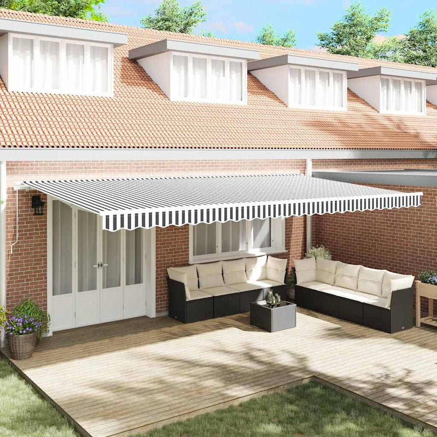 Luifel Handmatig Uittrekbaar 600X300 Cm Antraciet En Wit