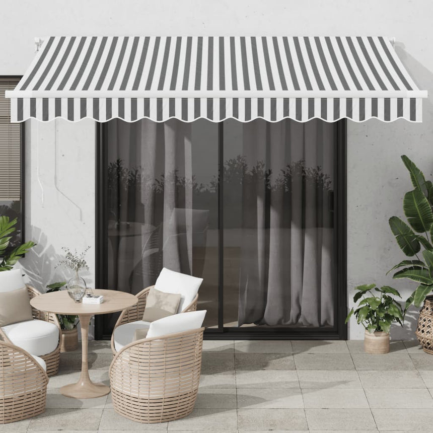 Luifel Handmatig Uittrekbaar 350X250 Cm Antraciet En Wit