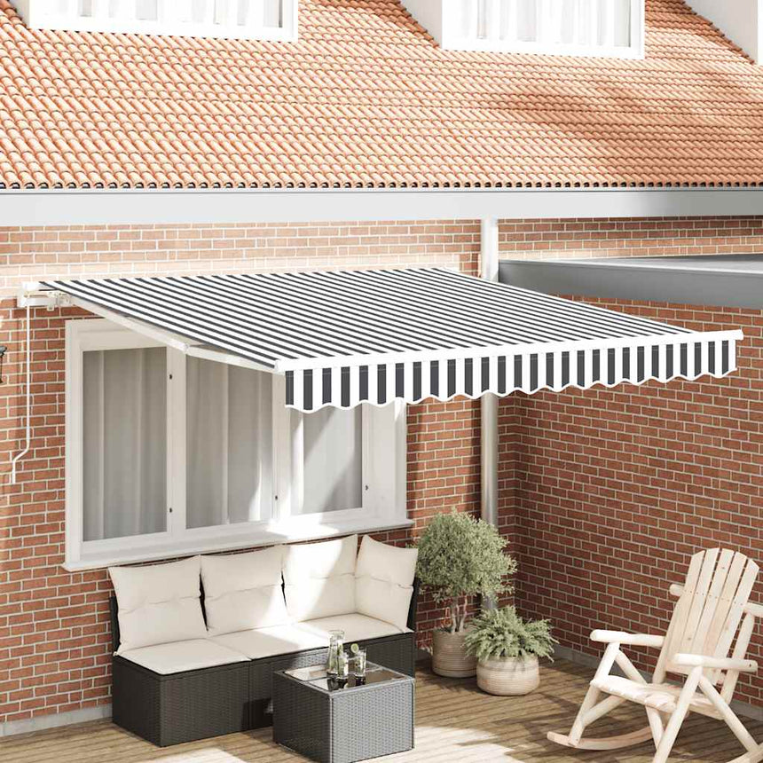 Luifel Handmatig Uittrekbaar 300X250 Cm Antraciet En Wit Mangohout (Naturel)