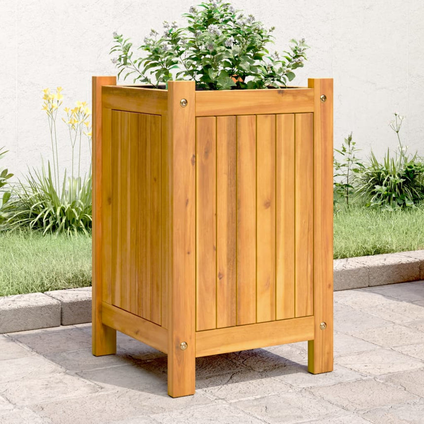 Plantenbak Met Voering 31X31X50 Cm Massief Acaciahout
