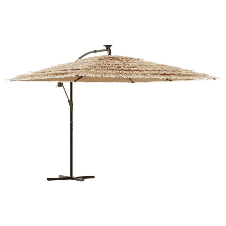 Parasol Met Led's En Stalen Paal Bruin
