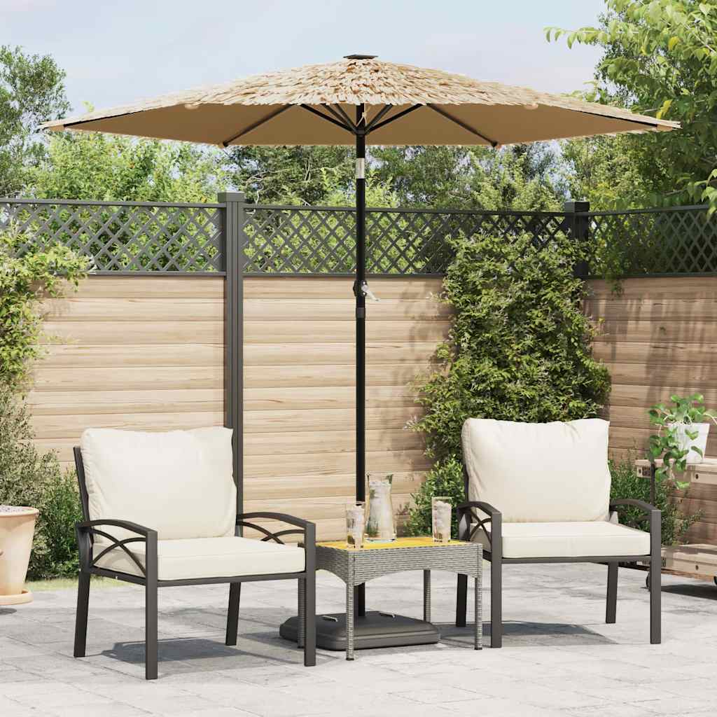 Parasol Met Led's En Stalen Paal Bruin