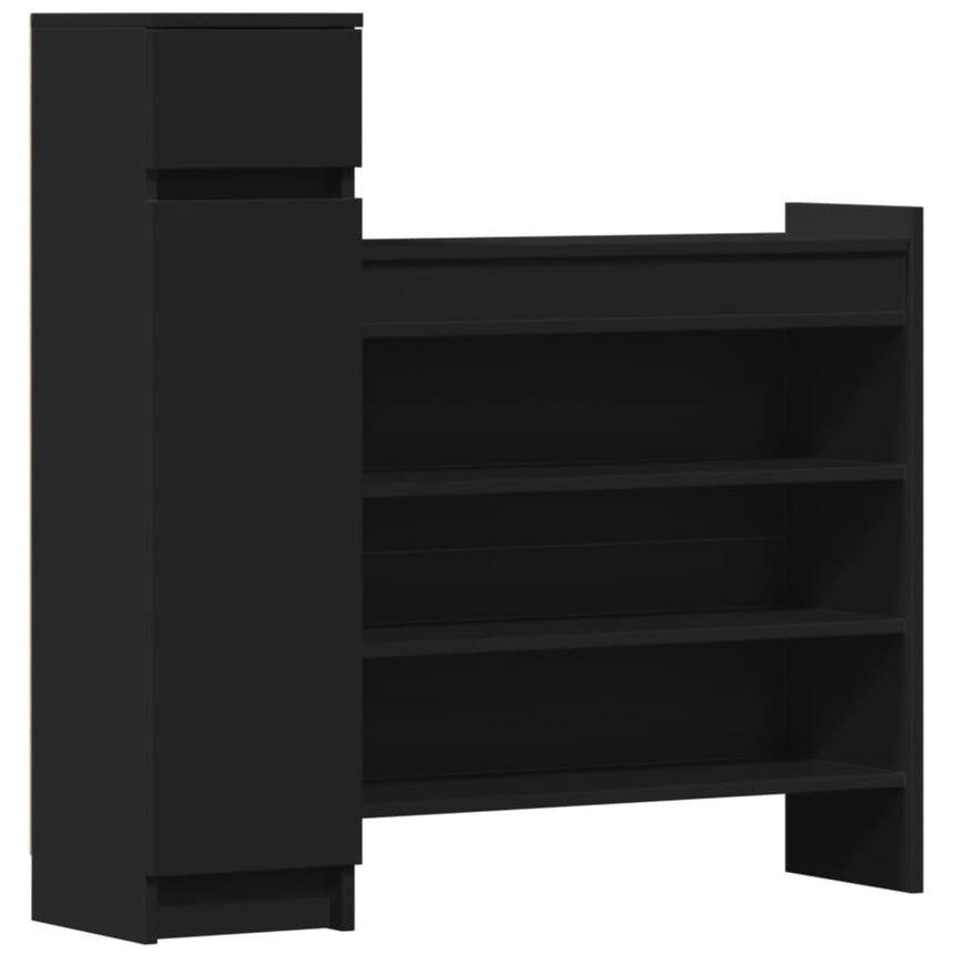 Schoenenkast 100,5X28X100 Cm Bewerkt Hout Zwart