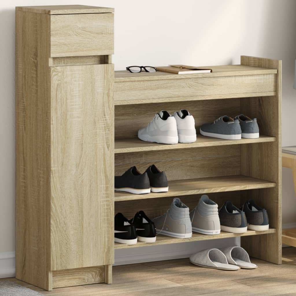 Schoenenkast 100,5X28X100 Cm Bewerkt Hout Kleurig Sonoma Eiken