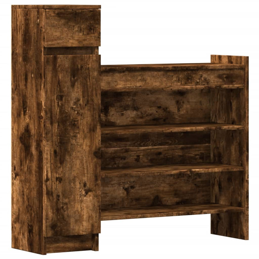 Schoenenkast 100,5X28X100 Cm Bewerkt Hout Kleurig Gerookt Eiken