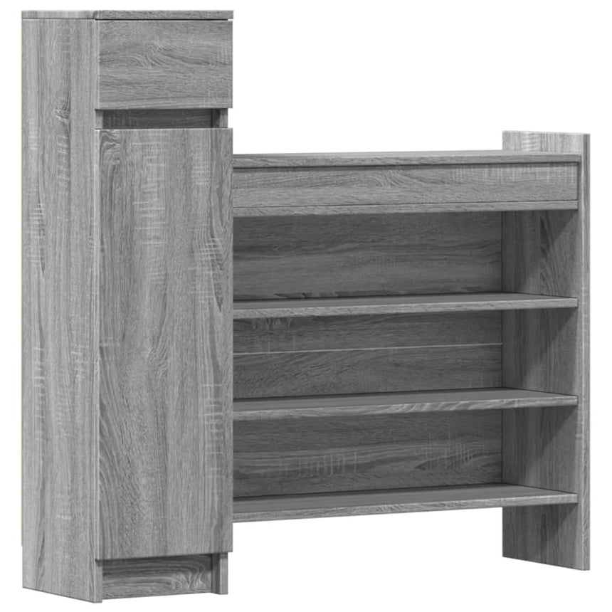 Schoenenkast 100,5X28X100 Cm Bewerkt Hout Eiken Grijs Sonoma