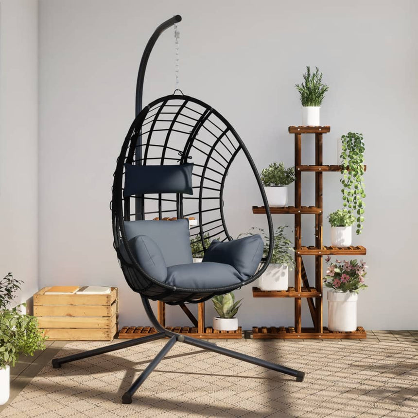 Hangstoel Met Standaard Rattan En Staal Kleurig