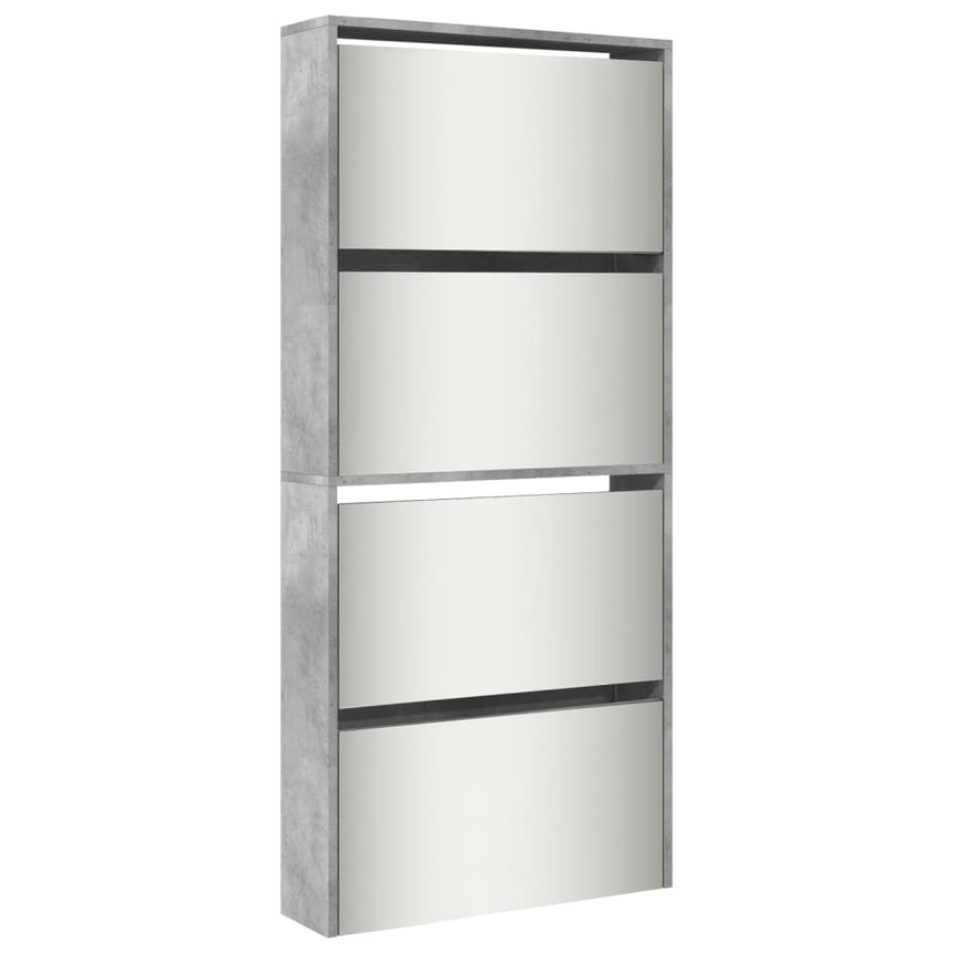 Schoenenkast Met Spiegel 4-Laags 63X17X134 Cm Betongrijs