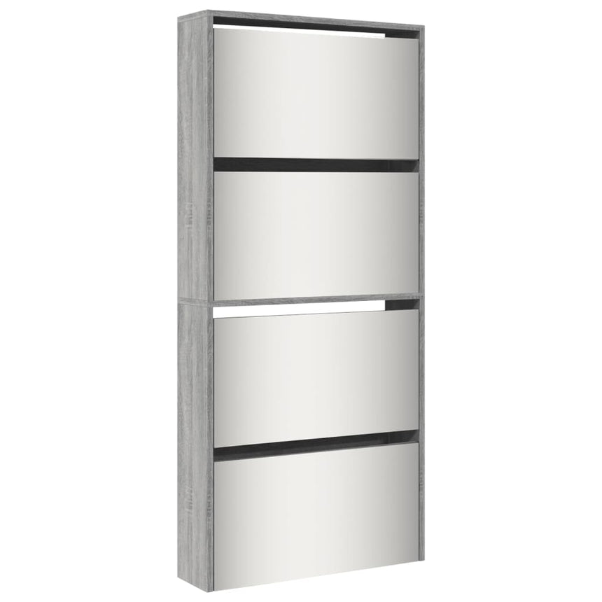 Schoenenkast Met Spiegel 4-Laags 63X17X134 Cm Grijs Sonoma