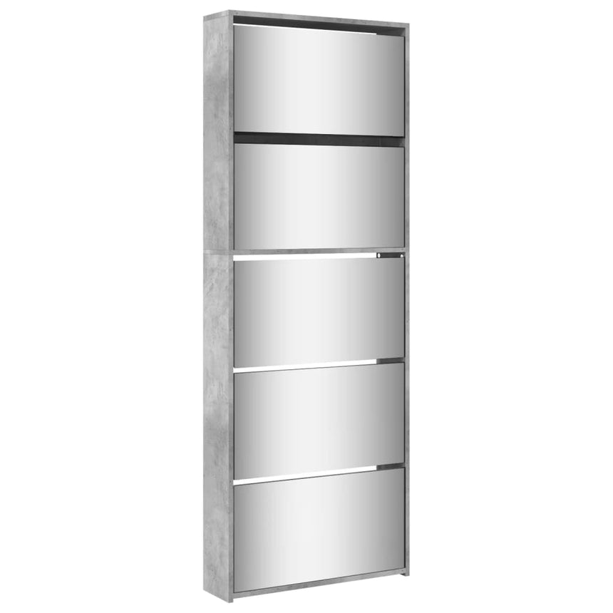 Schoenenkast Met Spiegel 5-Laags 63X17X169,5 Cm Betongrijs