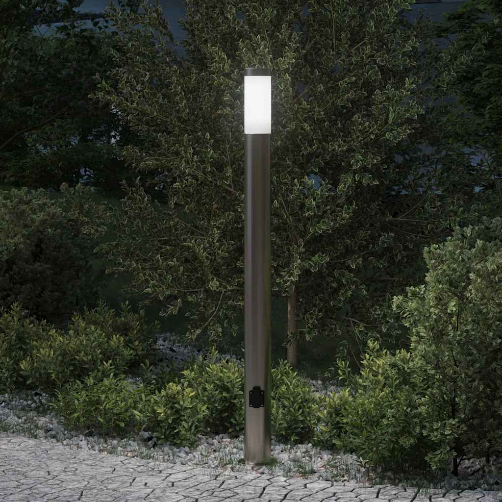 Bolderarmatuur Met Stopcontact 110 Cm Rvs Ip44