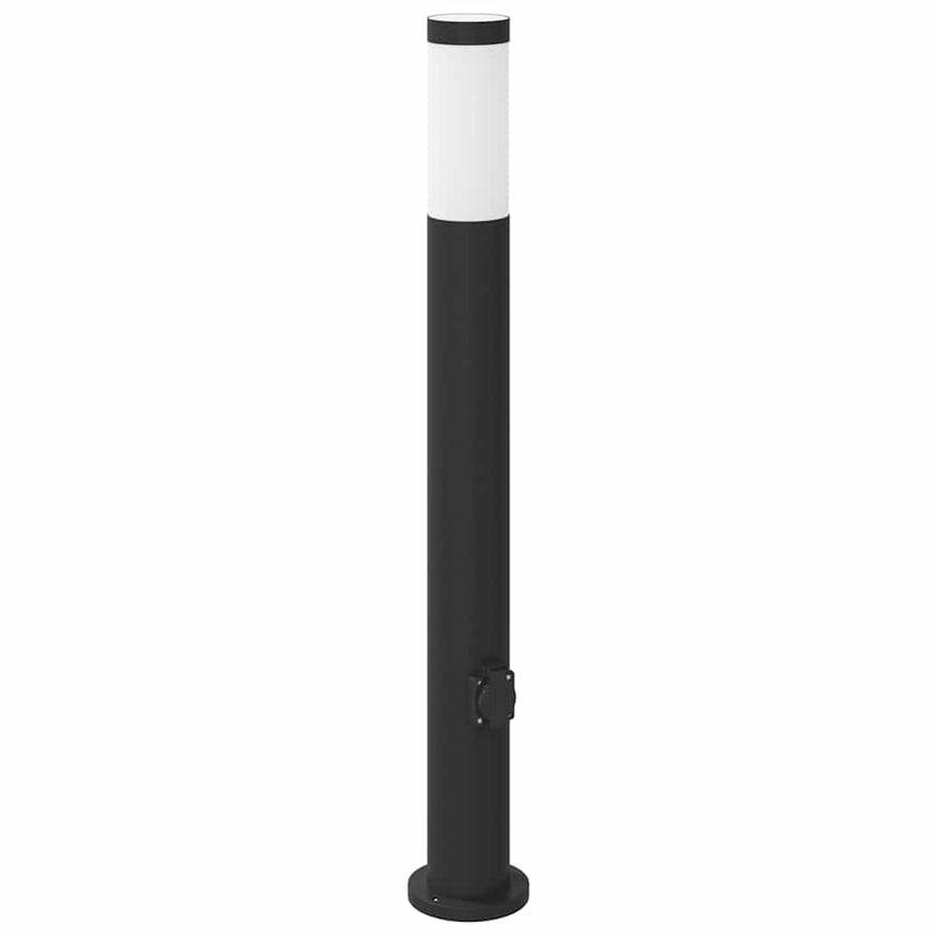 Bolderarmatuur Met Stopcontact 80 Cm Rvs Ip44