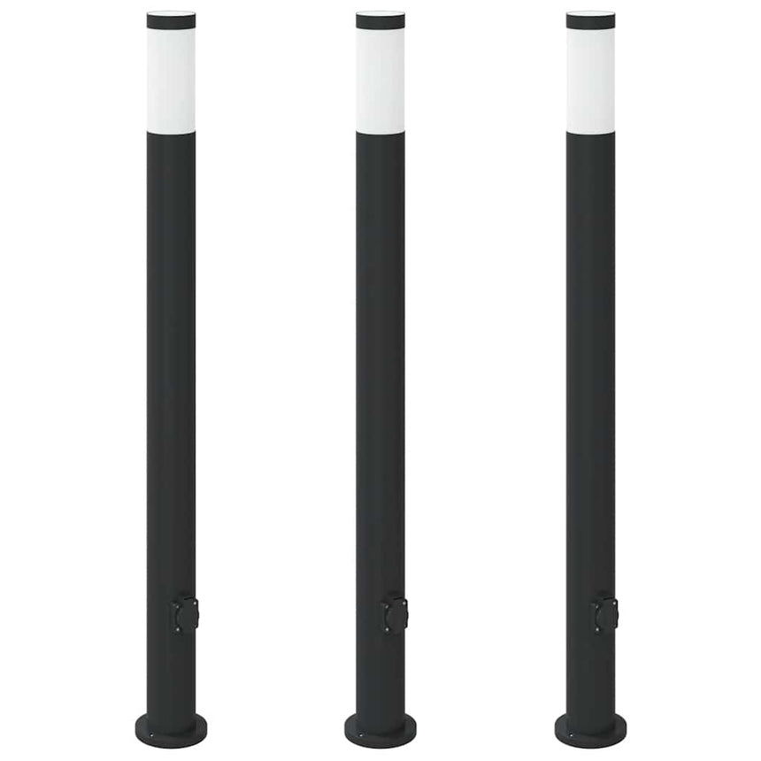 Bolderverlichting Met Stopcontact 3 Stuks 110 Cm Roestvrij Staal Ip44