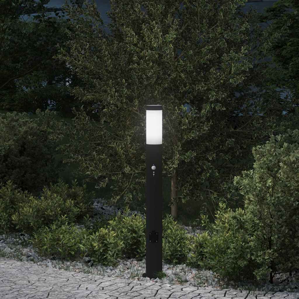 Bolderarmatuur Met Sensor En Stopcontact 80 Cm Roestvrij Staal Ip44