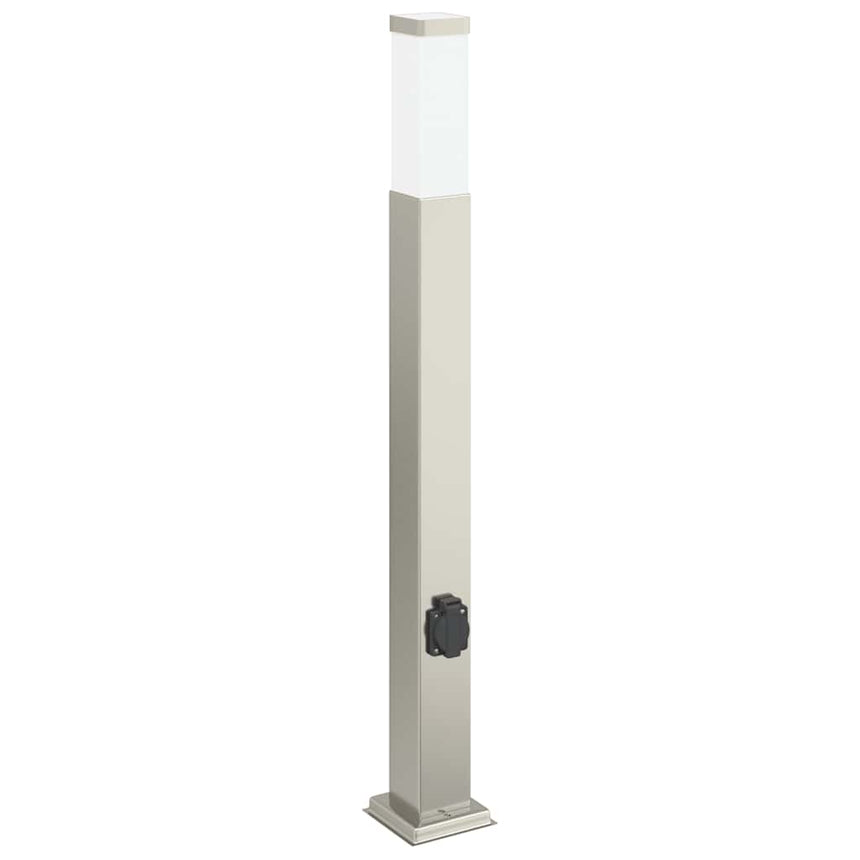 Bolderarmatuur Met Stopcontact 80 Cm Rvs Ip44