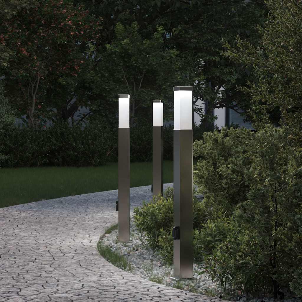 Bolderverlichting Met Stopcontact 3 Stuks 80 Cm Rvs Ip44