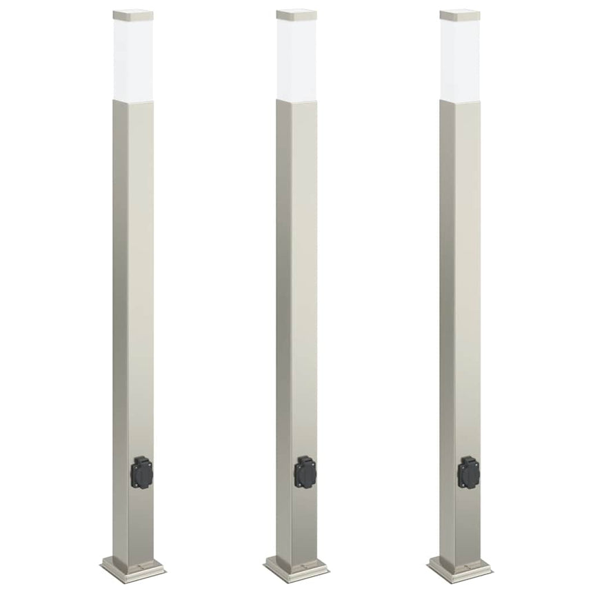 Bolderverlichting Met Stopcontact 3 Stuks 110 Cm Rvs Ip44