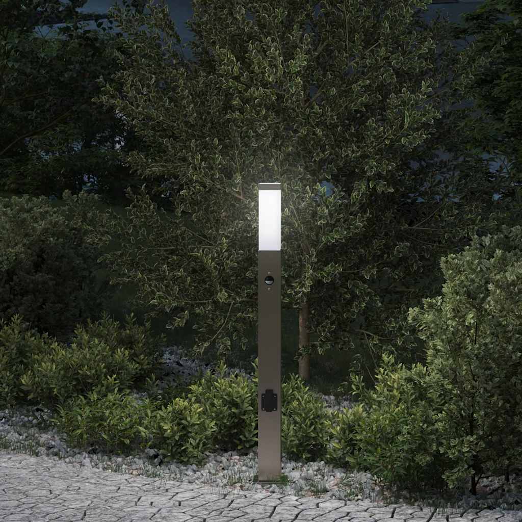 Bolderarmatuur Met Sensor En Stopcontact 80 Cm Roestvrij Staal Ip44