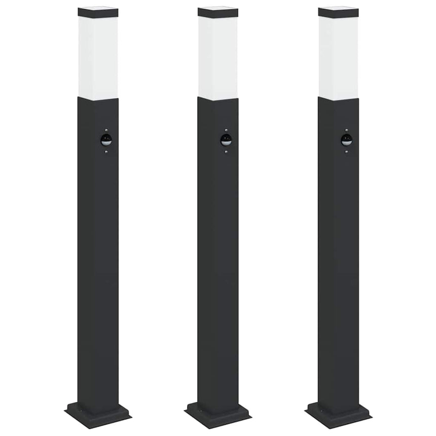 Bolderverlichting Met Sensor 3 Stuks 80 Cm Zwart Ip44