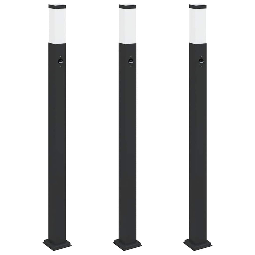Bolderverlichting Met Sensor 3 Stuks 110 Cm Zwart Ip44