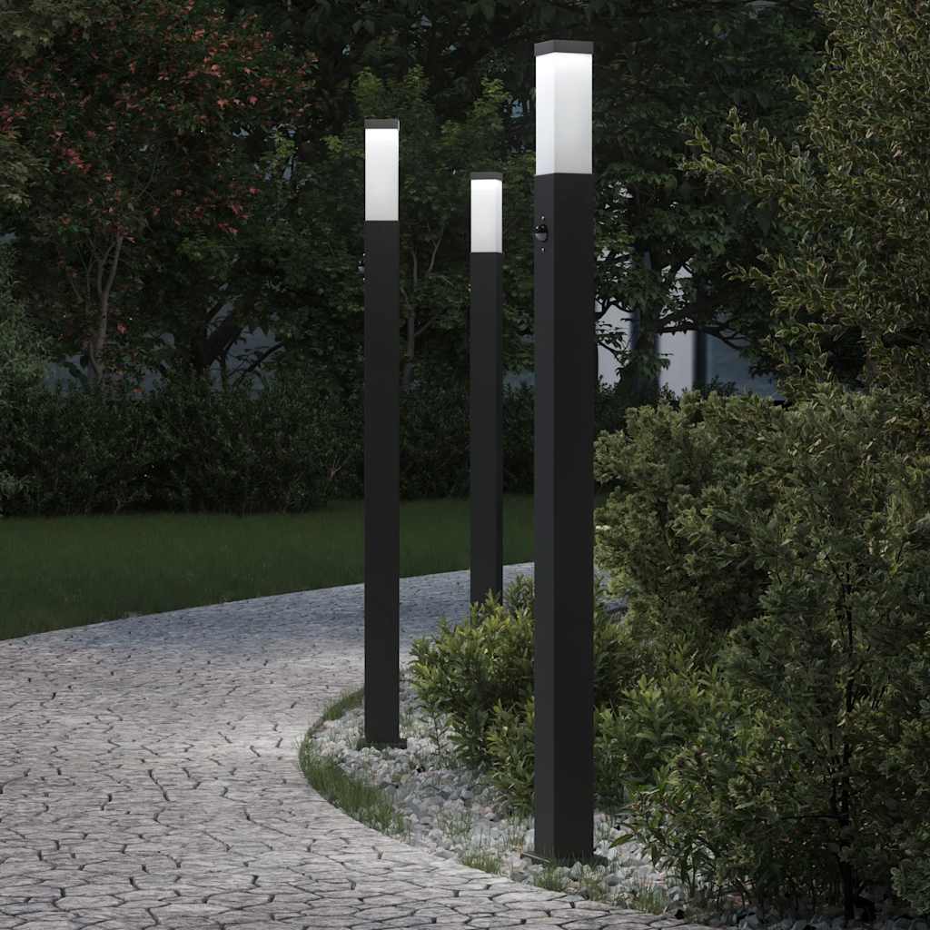 Bolderverlichting Met Sensor 3 Stuks 110 Cm Zwart Ip44