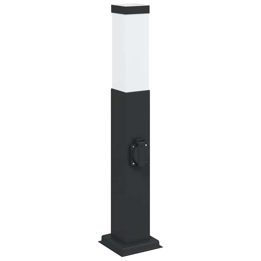 Bolderarmatuur Met Stopcontact 50 Cm Zwart Ip44