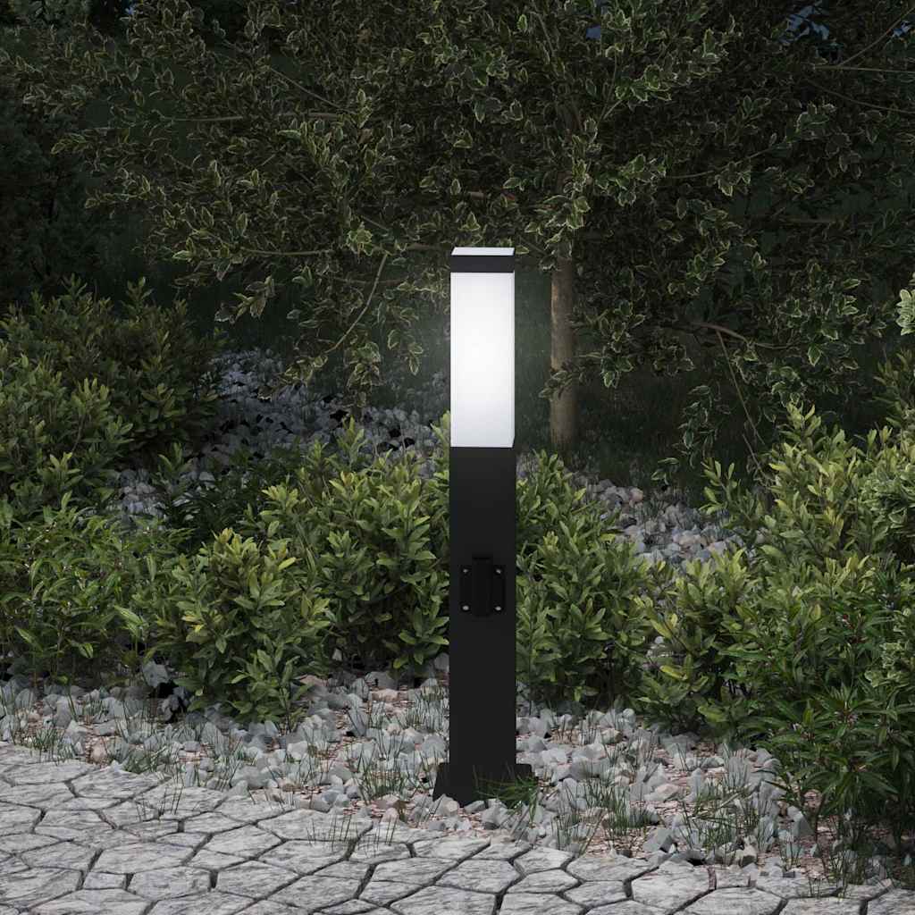 Bolderarmatuur Met Stopcontact 50 Cm Zwart Ip44